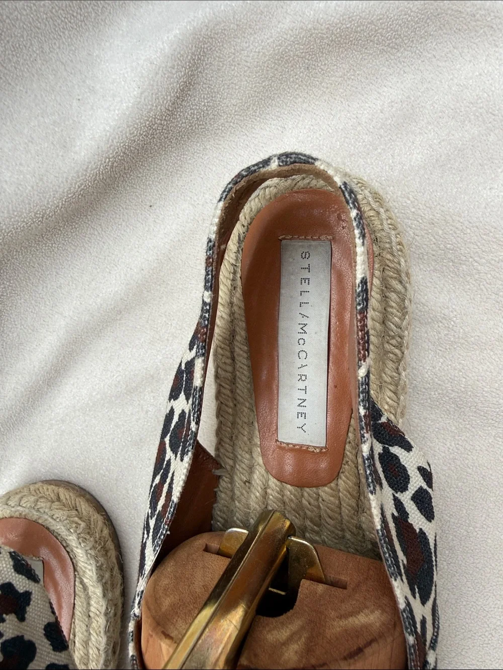 Stella McCartney Brown and White Leopard Espadrille Slides